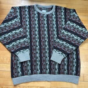 Private Club Sweater Mens 2XL Coogi Style Multicolor Knit Crewneck